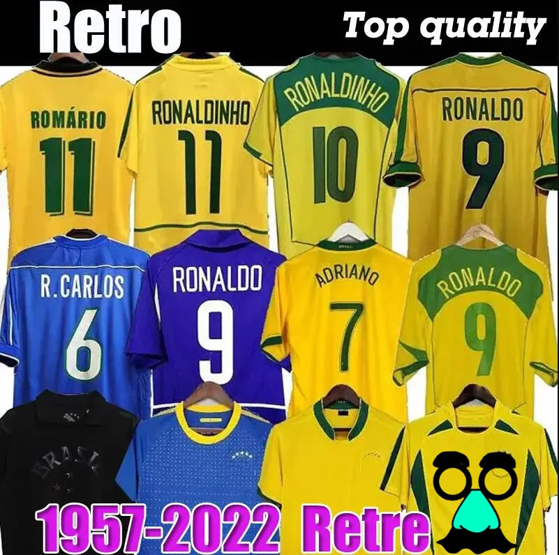 1970 1978 1998 maillots de football rétro Brasil PELE 2002 Carlos Romario Ronaldo Ronaldinho chemises 2004 1994 Brésil 2006 RIVALDO ADRIANO KAKA 1988 2000 2010 VINI JR11