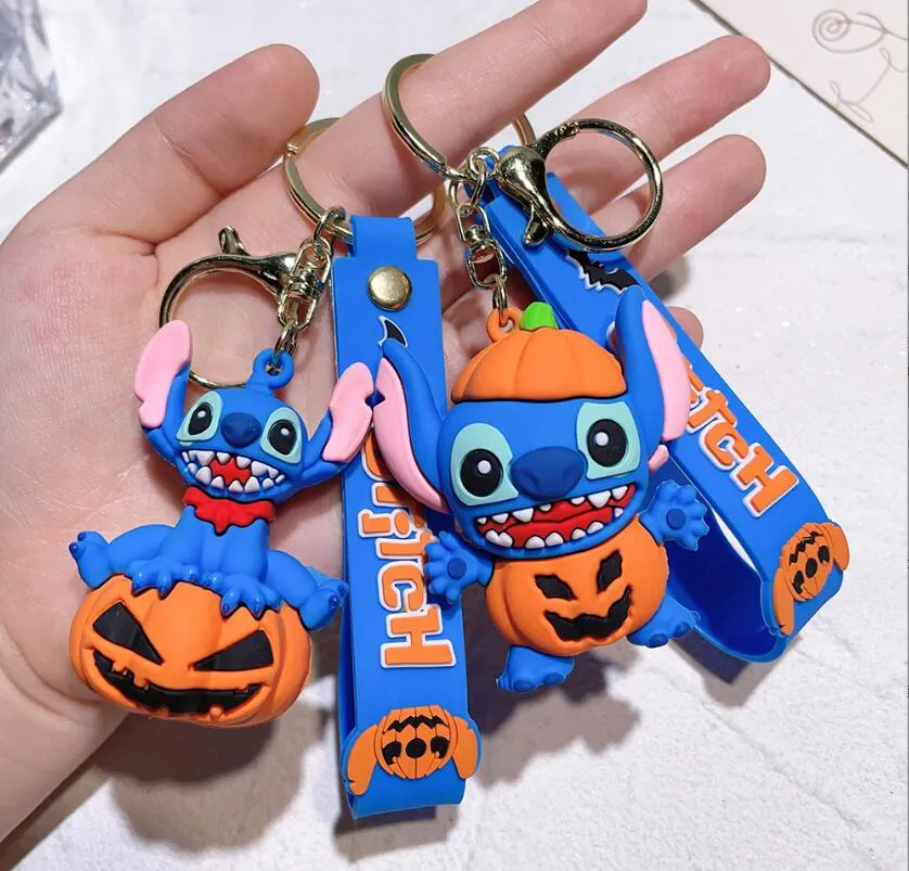 Fashion Kawaii Stitch Keychain Disney Silicon Key Chain Lilo and Stitch  Pendant Key Holder Car Key Ring Bag Hanging