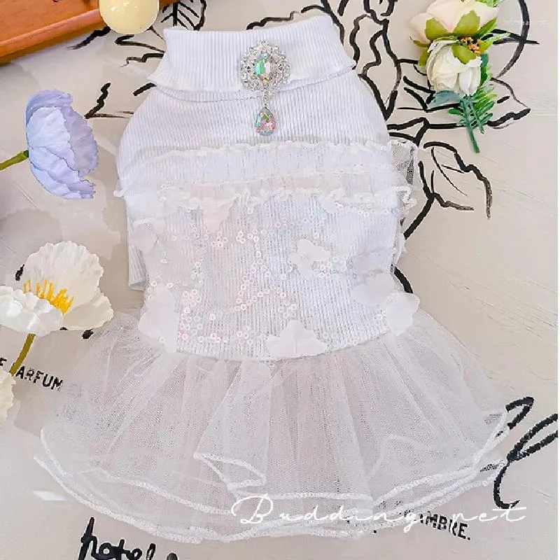 Vêtements pour chiens Chiot Robe Jupe Printemps Doggies Robes de mariée Yorkie Poméranie Shih Tzu Caniche maltais Bichon Chiens Costumes pour animaux de compagnie Vêtements