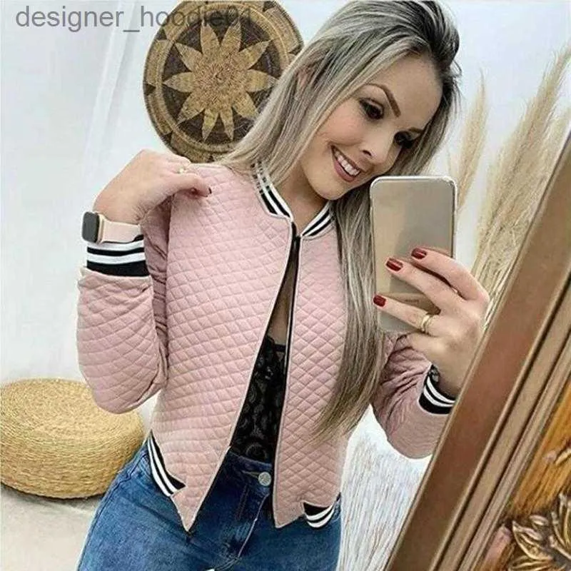 Women's Down Parkas Autumn Winter Leisure Fashion Female Jackets O-neck Zipper Stitching Quilted Bomber jacket 2021 Women Coats Short L230915