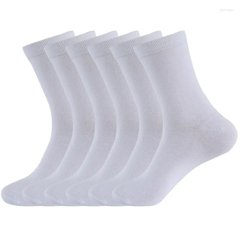 Calzini da uomo 6 paia nero bianco grigio taglia grande lungo tubo di colore puro traspirante uomo/donna semplice Sox sportivo casual