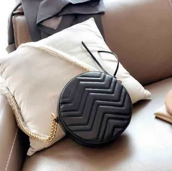 Totes Marmont Mini runda axelväska kedja svarta läder hjärtväskor små handväskor designer crossbody plånböcker purse32