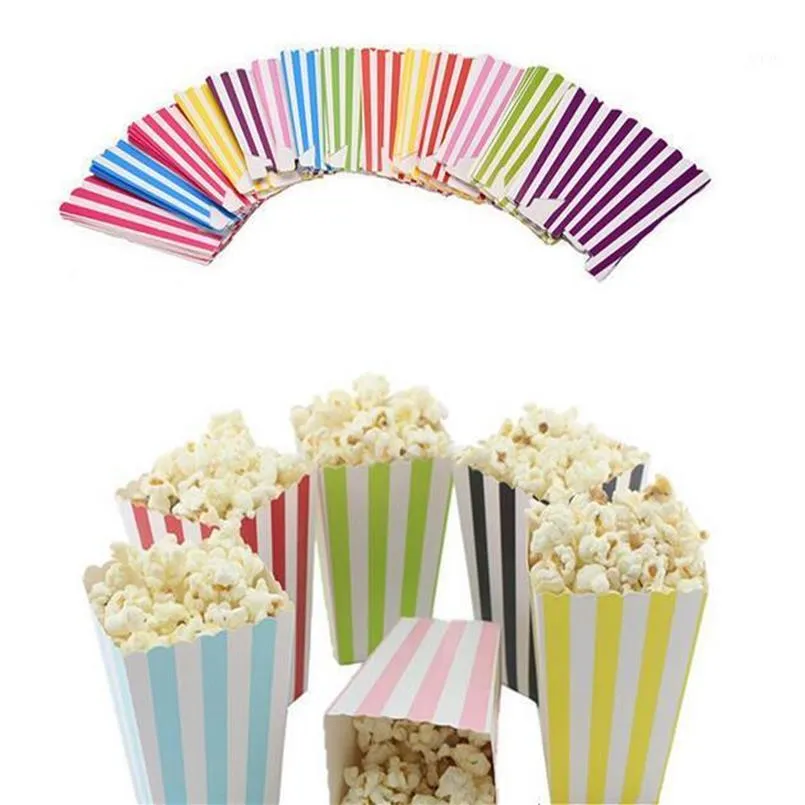 120PCS Kręgi falowe Wzory składane cukierki pudełka popcornowe przyjęcie Urodzin