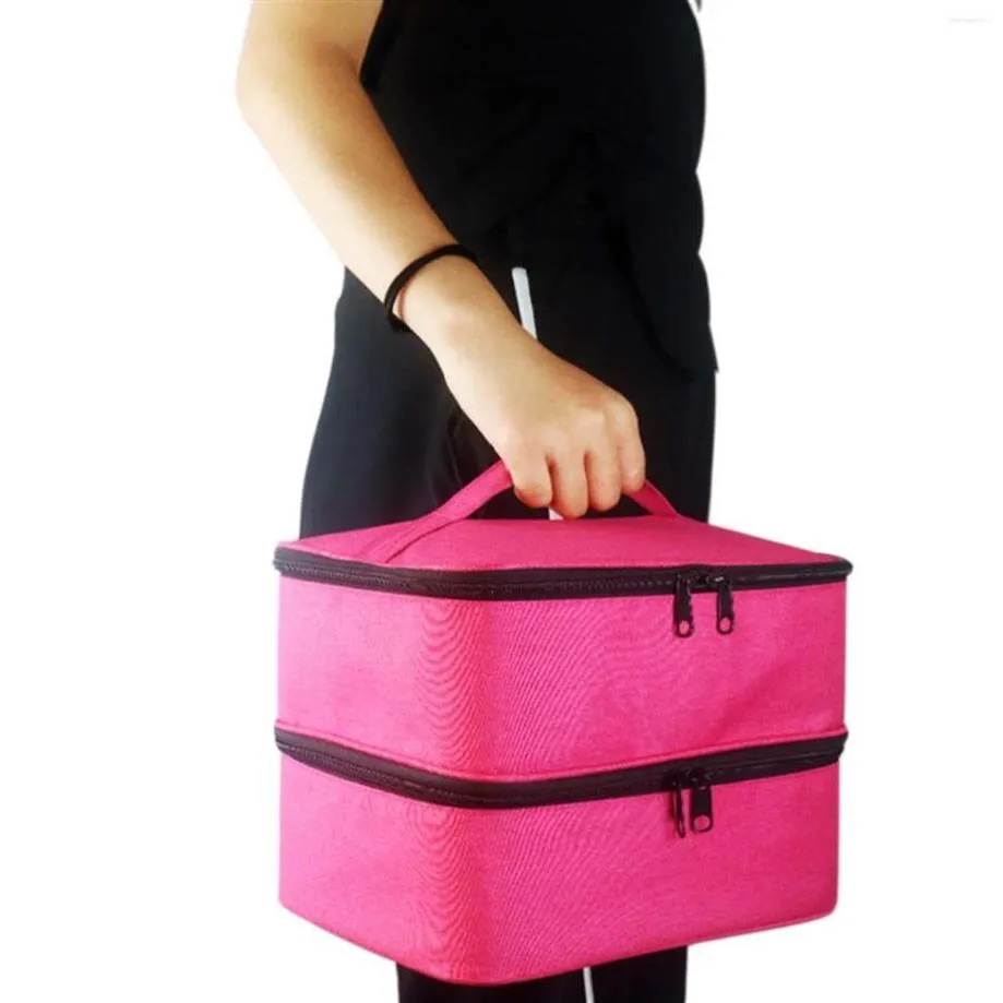 Sacs de rangement Sac de vernis à ongles avec séparateurs réglables pouvant contenir 30 bouteilles Grande boîte Organisateur de poches pour vernis à parfum Travel234n