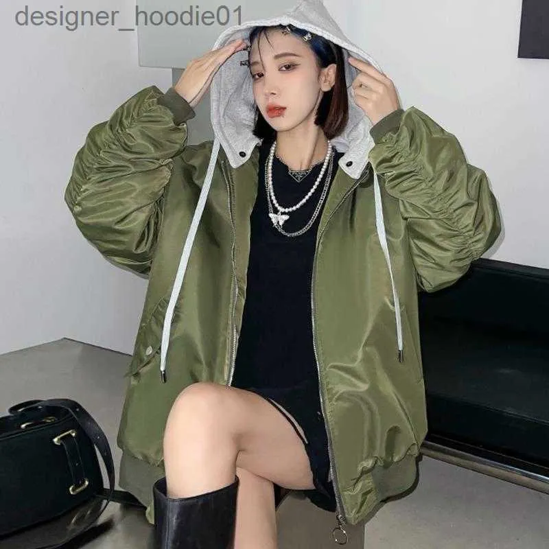 Women's Down Parkas Women's Jackets Xuxi 2023 Autumn Winter Coat Women Fashion Quilted Thicking Hooded Long Sleeve Jacket Top Letter Printing E3371 L230915