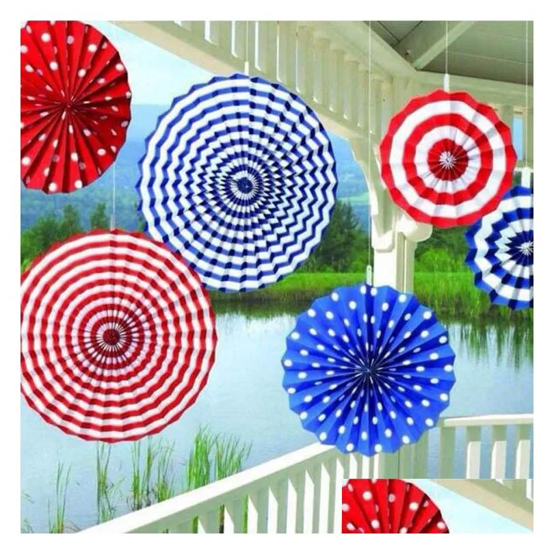 Party Decoration 6pcs/Set Paper Fan Flowers Fashion Handgjorda fällbara fans för Celebration Shop Window Festival Drop Delivery Home Gard Dhkzz