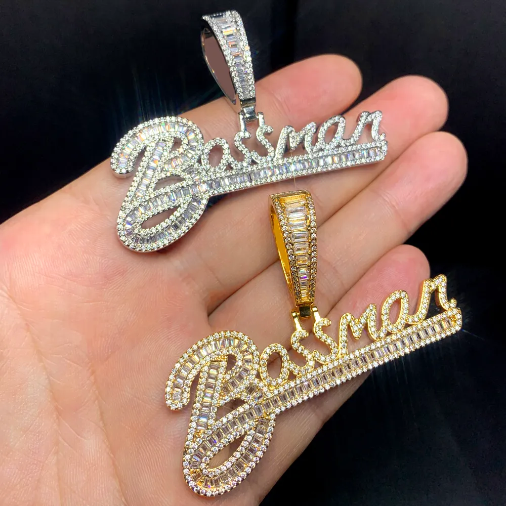 Nieuwe Designer Boss Mannen Letter Charm Hanger Ketting met Touw Ketting Hip Hop Vrouwen Mannen Volledig Verhard 5A Zirkonia Dagelijks Cadeau Sieraden