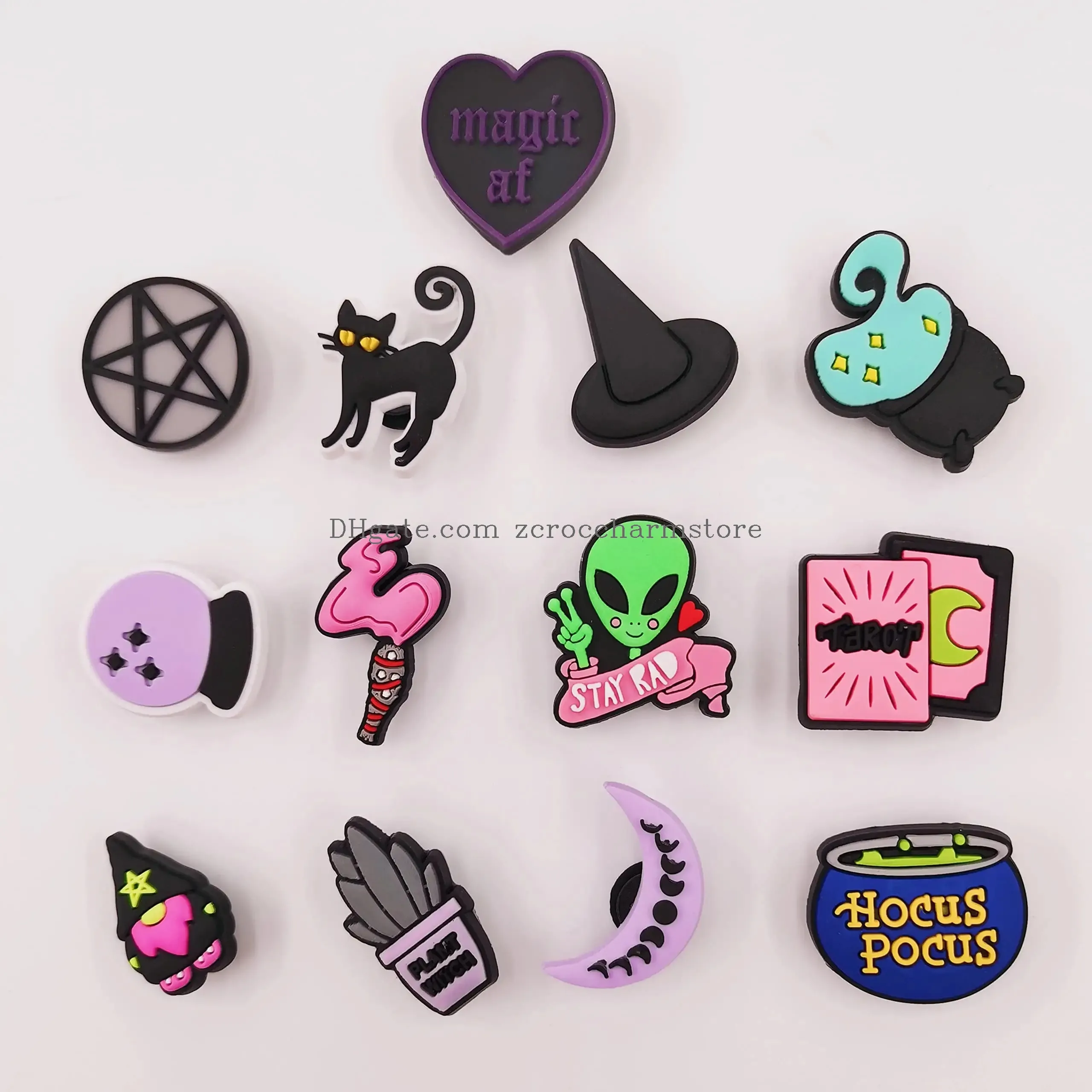 Peças de sapato acessórios l kawaii animal hocus pocus encantos apto para tamancos pinos engraçado rosa bruxa cão sapo cogumelo decoração grils meninos oth1i