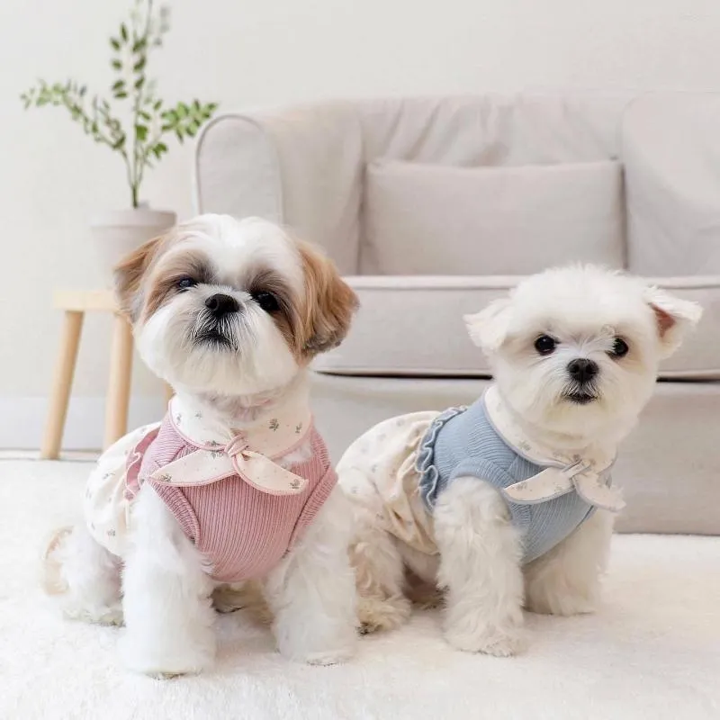 Vestuário para cães ins verão outono moda bonito pequeno cachecol floral tanque top roupas de gato roupas para cães pequenos e médios