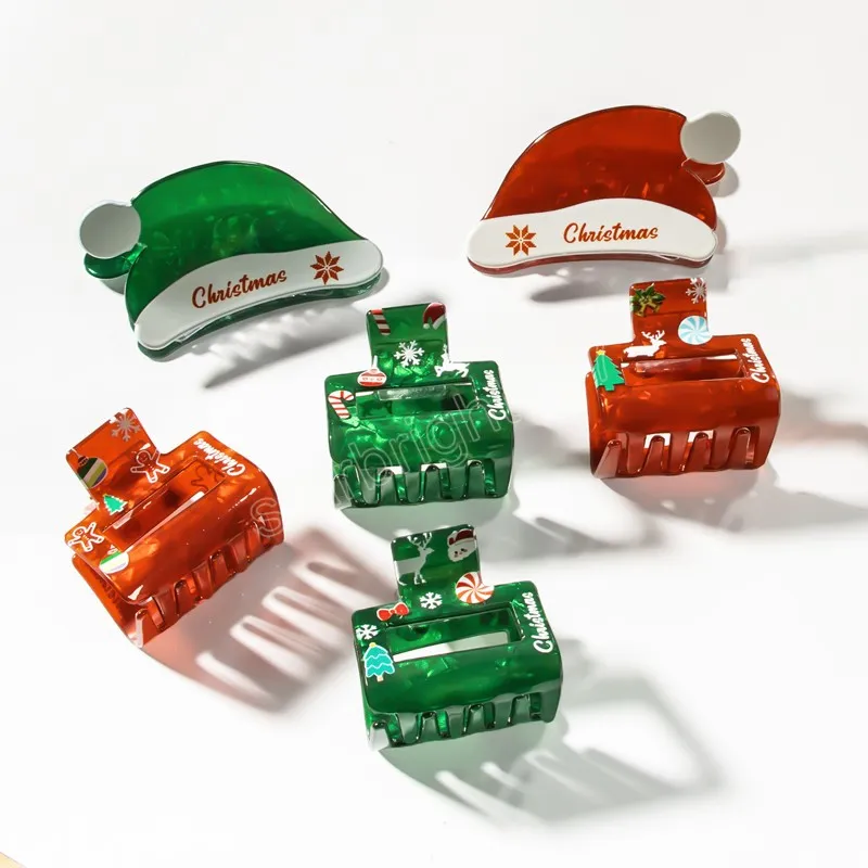 Cappello di Natale Fermaglio per capelli piccolo Mini fermaglio per capelli quadrato a granchio Artiglio Regali per feste Accessori per capelli per le donne