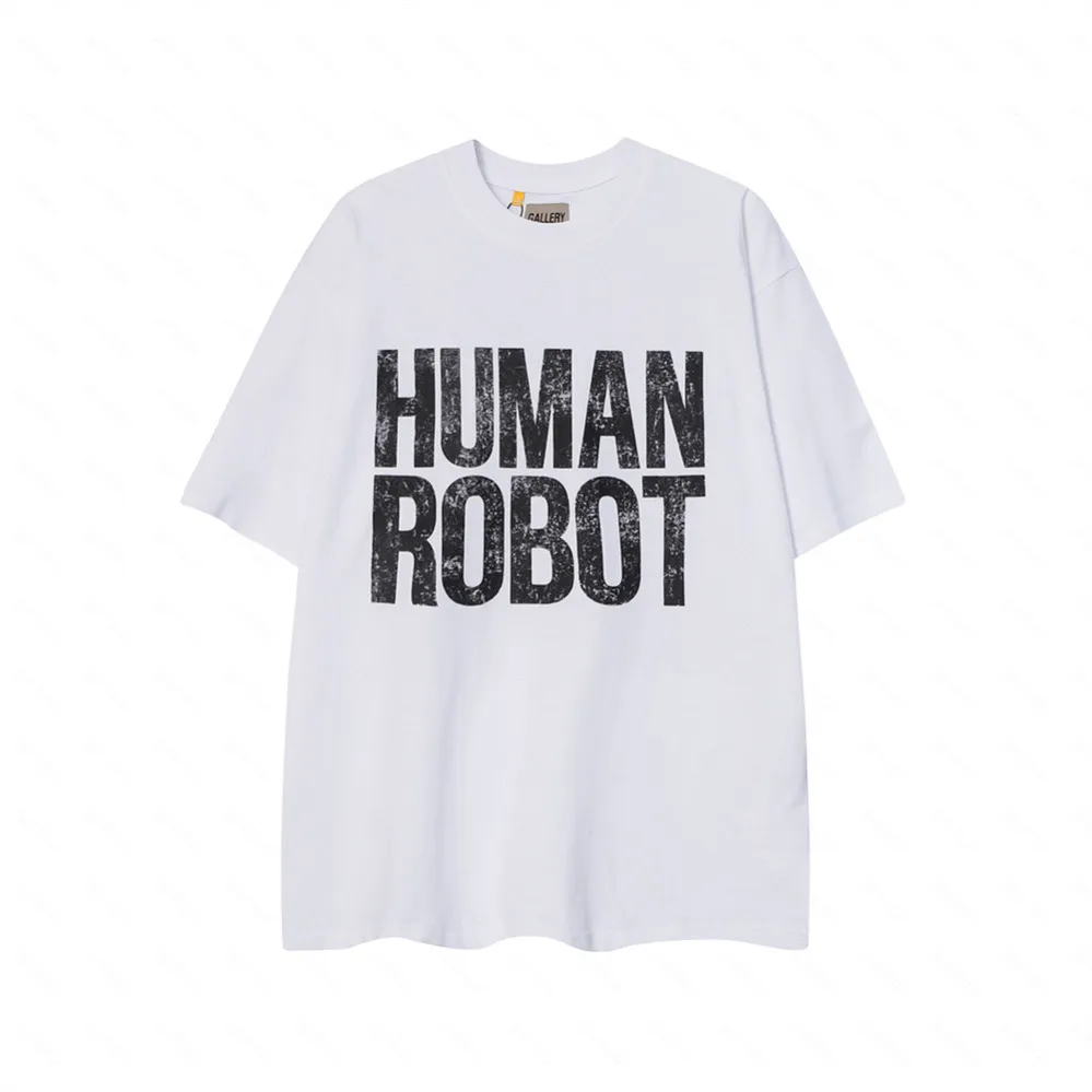 Galerias DEPT Harajuku 23SS Primavera Vintage Lavado carimbo de ouro HUMANO ROBÔ Letras Impressas Logo Camiseta Solta Oversized Hip Hop Unissex Manga Curta Tees YEU