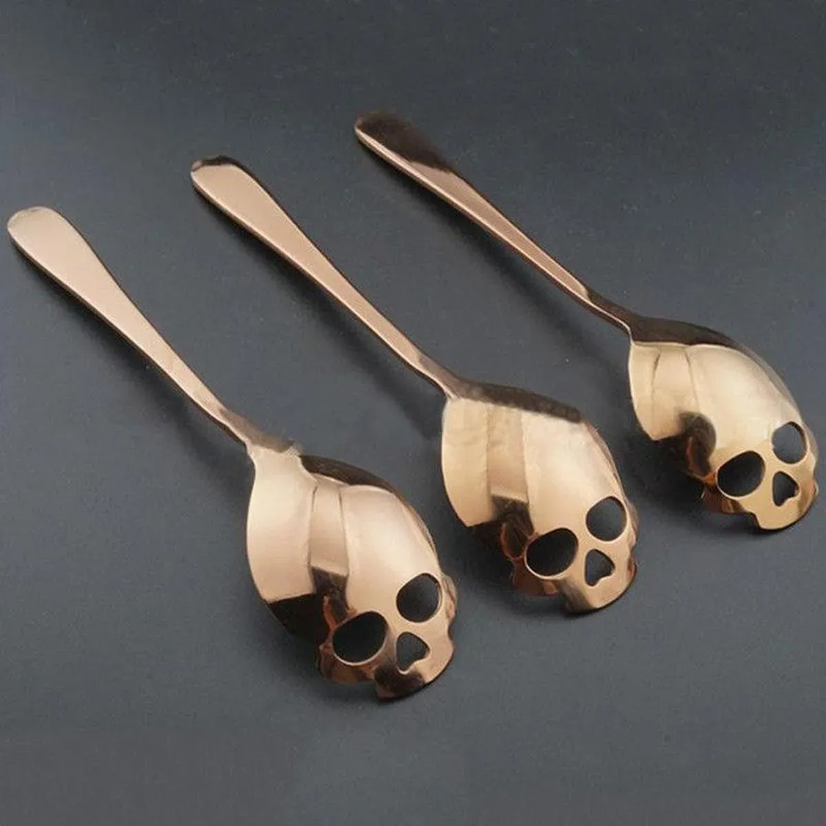 Sugar Skull Tea Spoon Suck Stainless Coffee Spoons Dessert Spoon Ice Cream Tableware Colher Kitchen Accessories FY5329 A0727