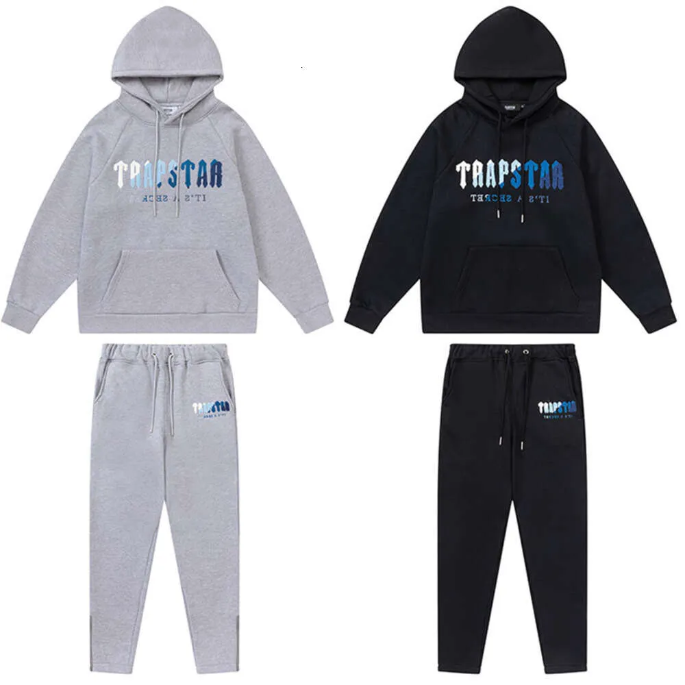 TRAPSTAR Survêtements Hommes Femme Polaire Survêtement Ensembles Hiver Sweats à capuche Pantalon 2 pièces Ensemble Sweat à capuche Sweat-shirt Sport Joggers Pantalon de survêtement Costume Mâle 447ess