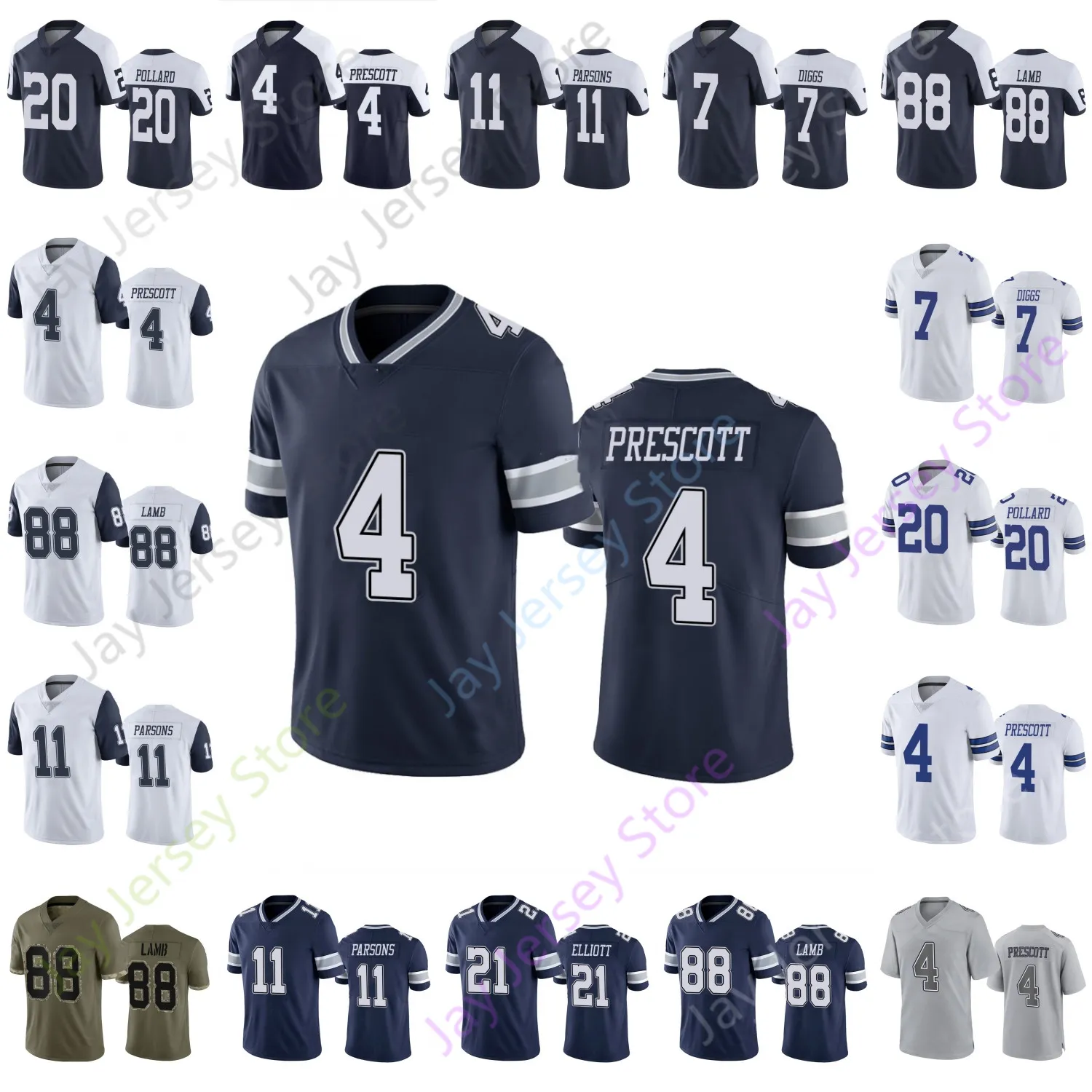 Custom Football Jersey Dak Prescott CeeDee Lamb Trevon Diggs Tony ...