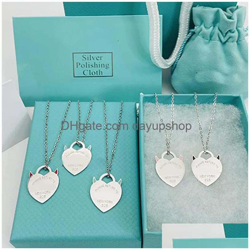 New Necklace Women 19mm 하트 펜던트 스테인리스 스틸 커플 넥 발렌타인 데이에 여자 친구 액세서리를위한 선물 드롭 배달