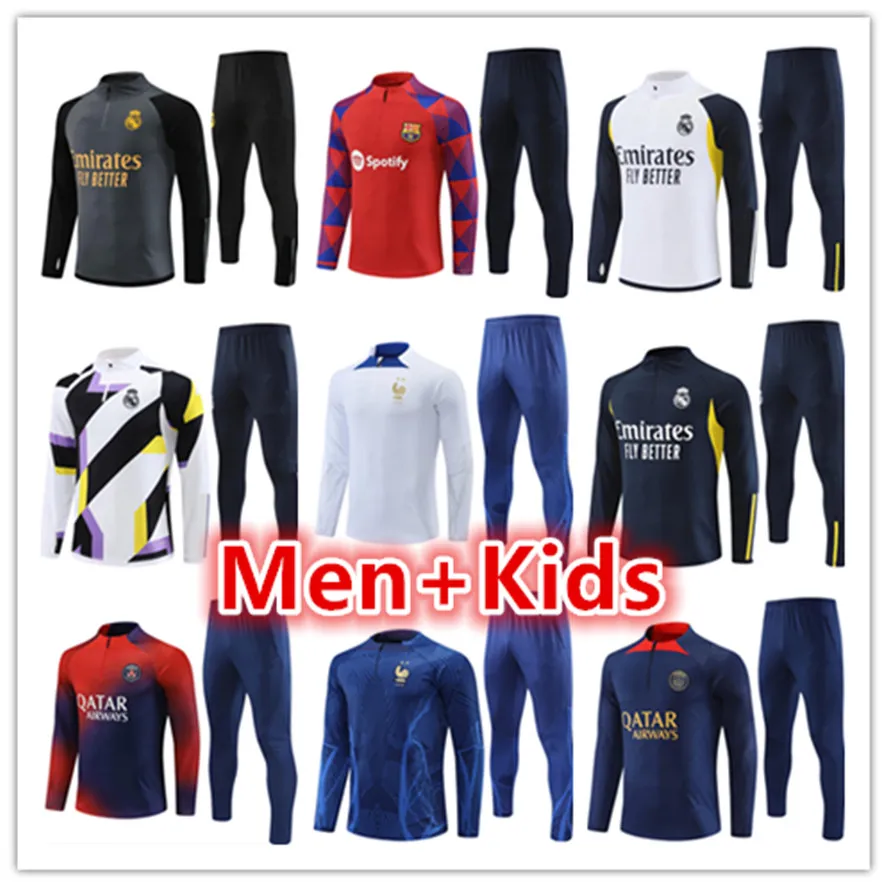2023 2024 PSGS Mens Tracksuit Kids Kids Kit 23 24 Paris Mbappe Men Training Suit Soccer Jogging Jogging Stacks Stuits يضع قدمًا على قيد الحياة Foot Foot Futbol