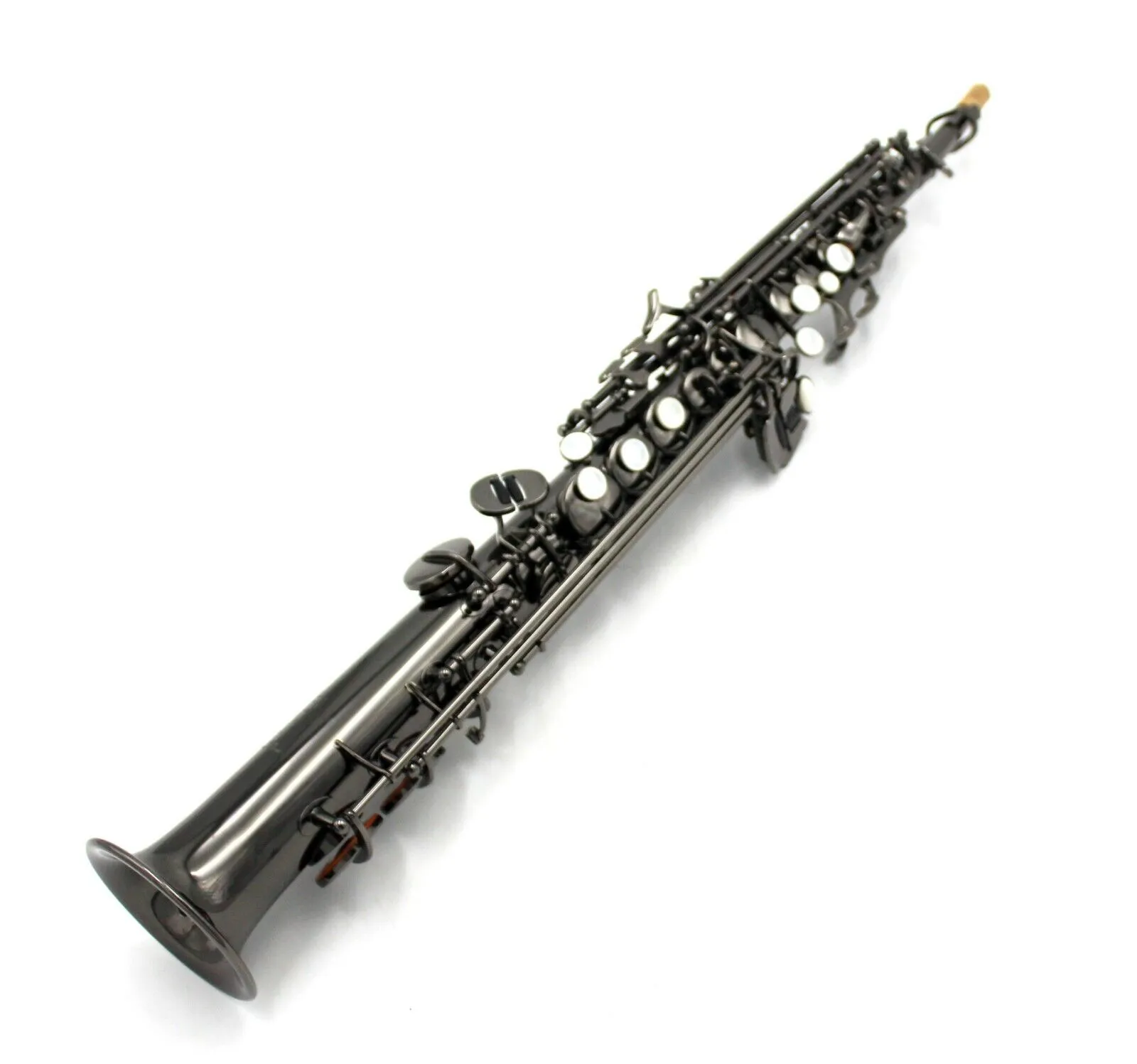 Eastern Music Prof Använd Full Body Shiny Black Straight Soprano Saxophone