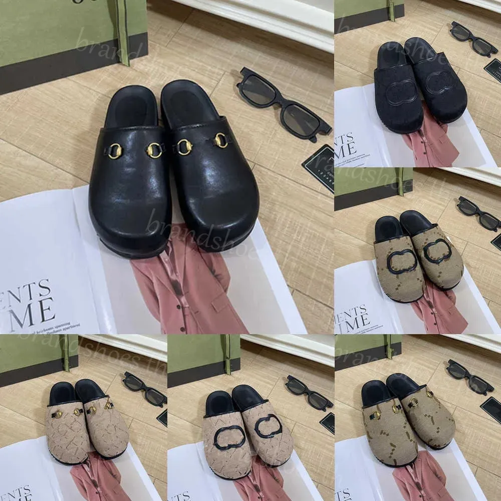 Women Shoes Ebony Slipper Closed Toe Golden Slipper G Letter Buckle Sandals Fashion Embroidered Shoes Womens Mule Luxury with Box