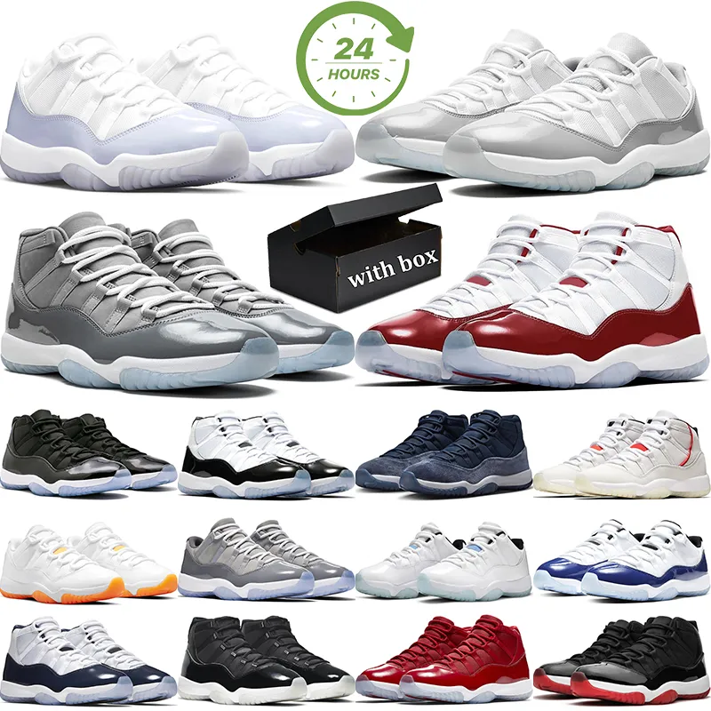 With Box 11s Cheery Basketball Shoes 11 Cool Grey Bred Legend Blue Midnight Navy mens trainer sports sneakers