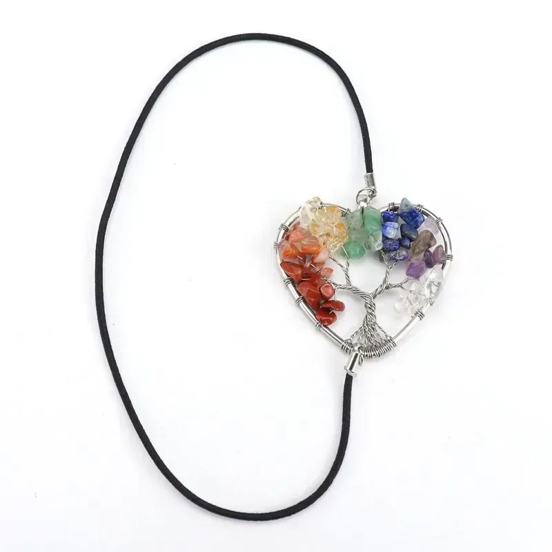 Crystals Gravel Pendant party favor Bookmark Elastic Rope Heart Shaped Life Tree Bookmark Gifts bb0518