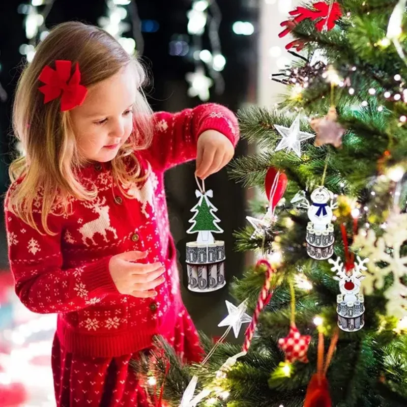 Einzigartiger Weihnachts-Geldhalter aus Holz für Weihnachten, einzigartige niedliche Geldklammer, Weihnachtsbaumschmuck, Geschenke für Kinder 915