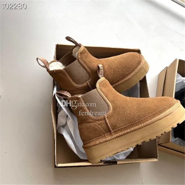 Womens Neumel Platform Chelsea boots shoes Chestnut black chelsea Designer flat snow boot winter comfprt womens bootie putdoor sneakers