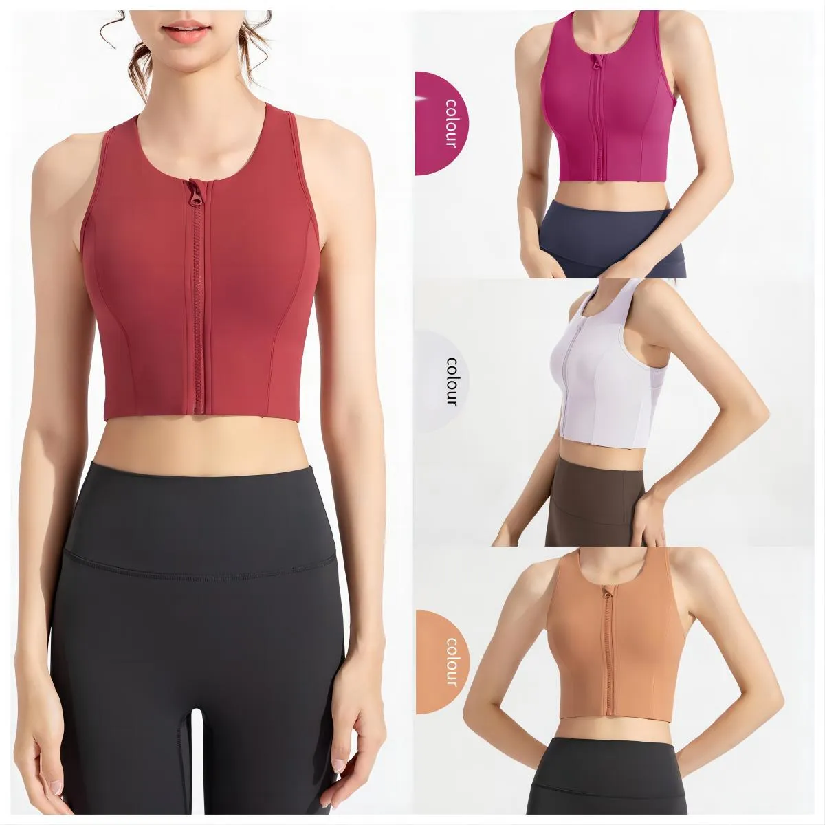 Llanti-Bacterial High-Strength Word Wather With Facts Braber Morn Zipper Bra-Prach-Prach Running Litness Yoga مع تسمية