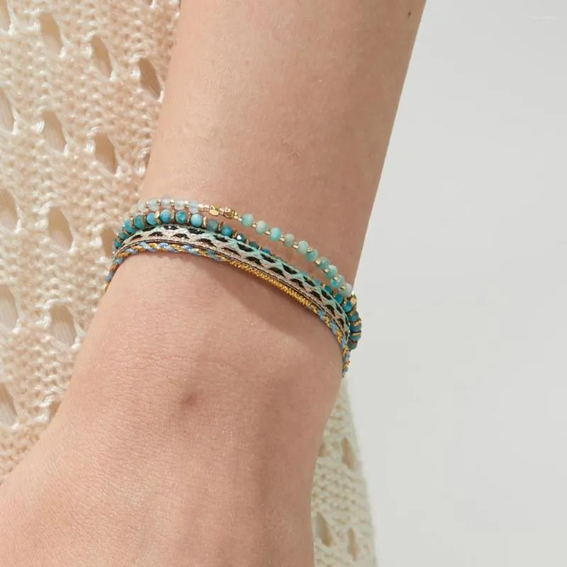 Charm Bracelets ZMZY Faceted Stone Boho Thin Stacking Jewelry String Bracelet Beads Bohemia Fashion Wrist Gifts
