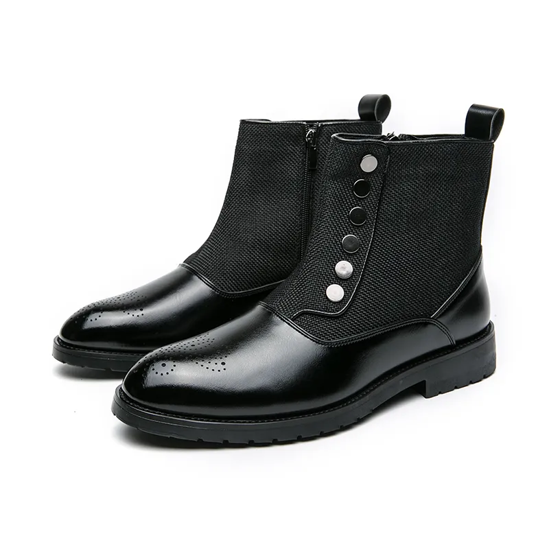 Luxe Heren Retro Enkellaarsjes Designer Kantoor Formele Kleding Schoenen Heren Jurk Laarzen voor Puntige Neus Laarzen Casual Botas Hombre Voor Jongens Feestjurk Schoenen