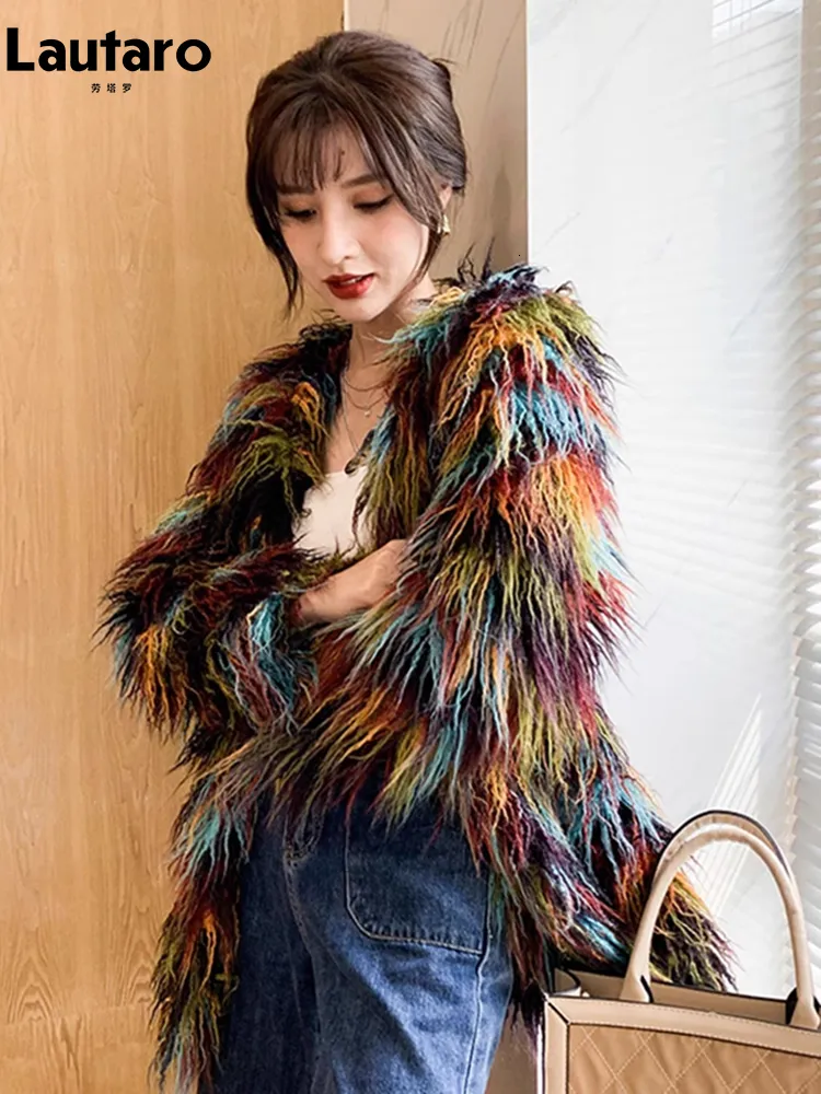 Colorful shaggy jacket cheap