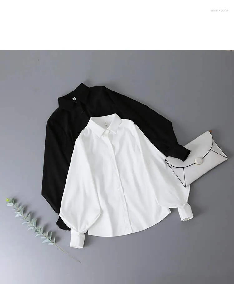 Vêtements ethniques Camisa Feminina Solta Com Manga Lanterna Blusa Folgada Gola Elegante Estilo Coreano Moda Urbana Para Outono