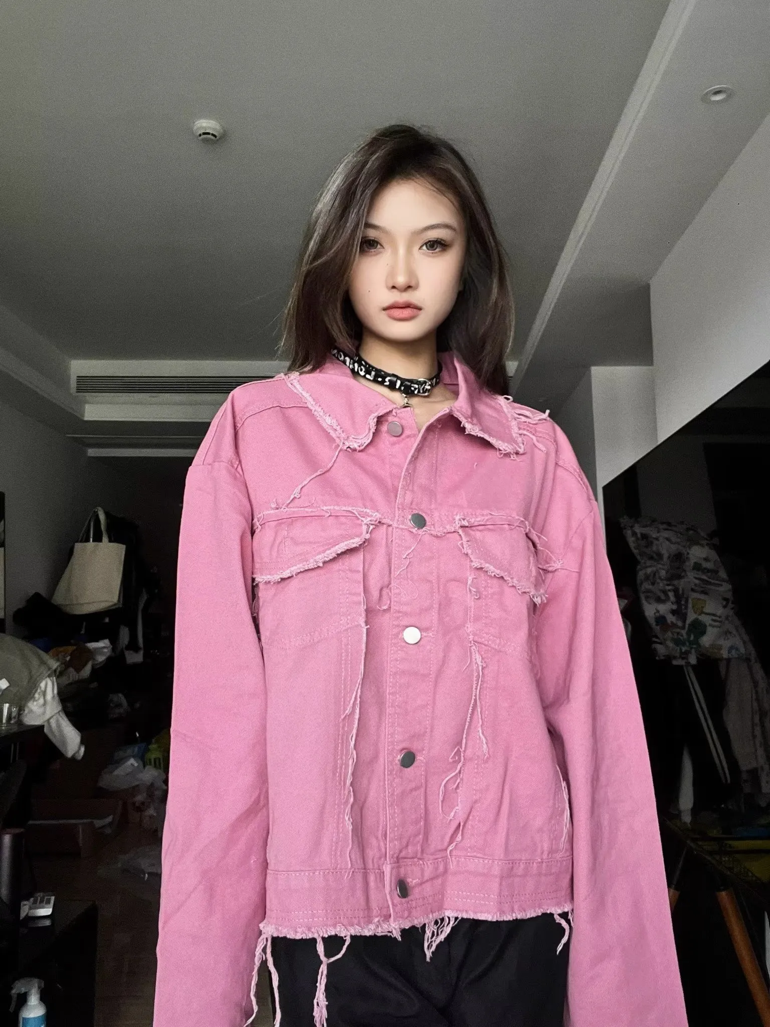 Women 3/4 Sleeve Casual Jean Jackets Cropped Denim Jacket