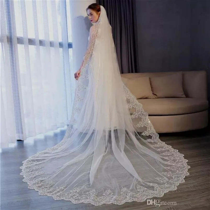 Berta Ivory White Cathedral Length Pakistani Wedding Veil With
