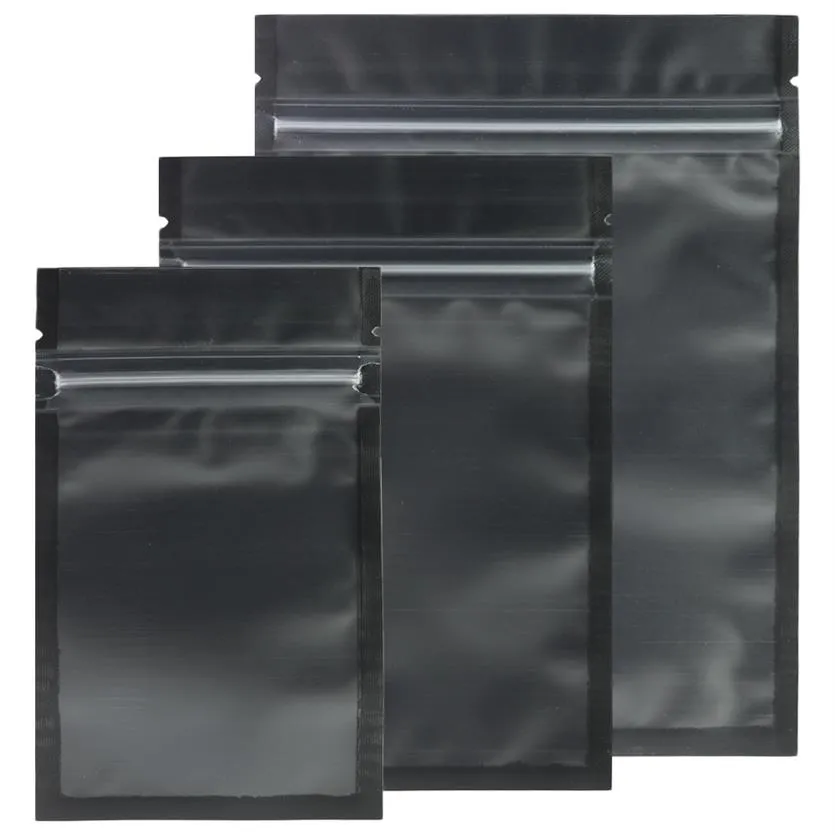 Assorted Sizes Matte Clear Black Black Zip Lock Bags 100pcs PE Plastic Flat Ziplock Package Bag 201022351v