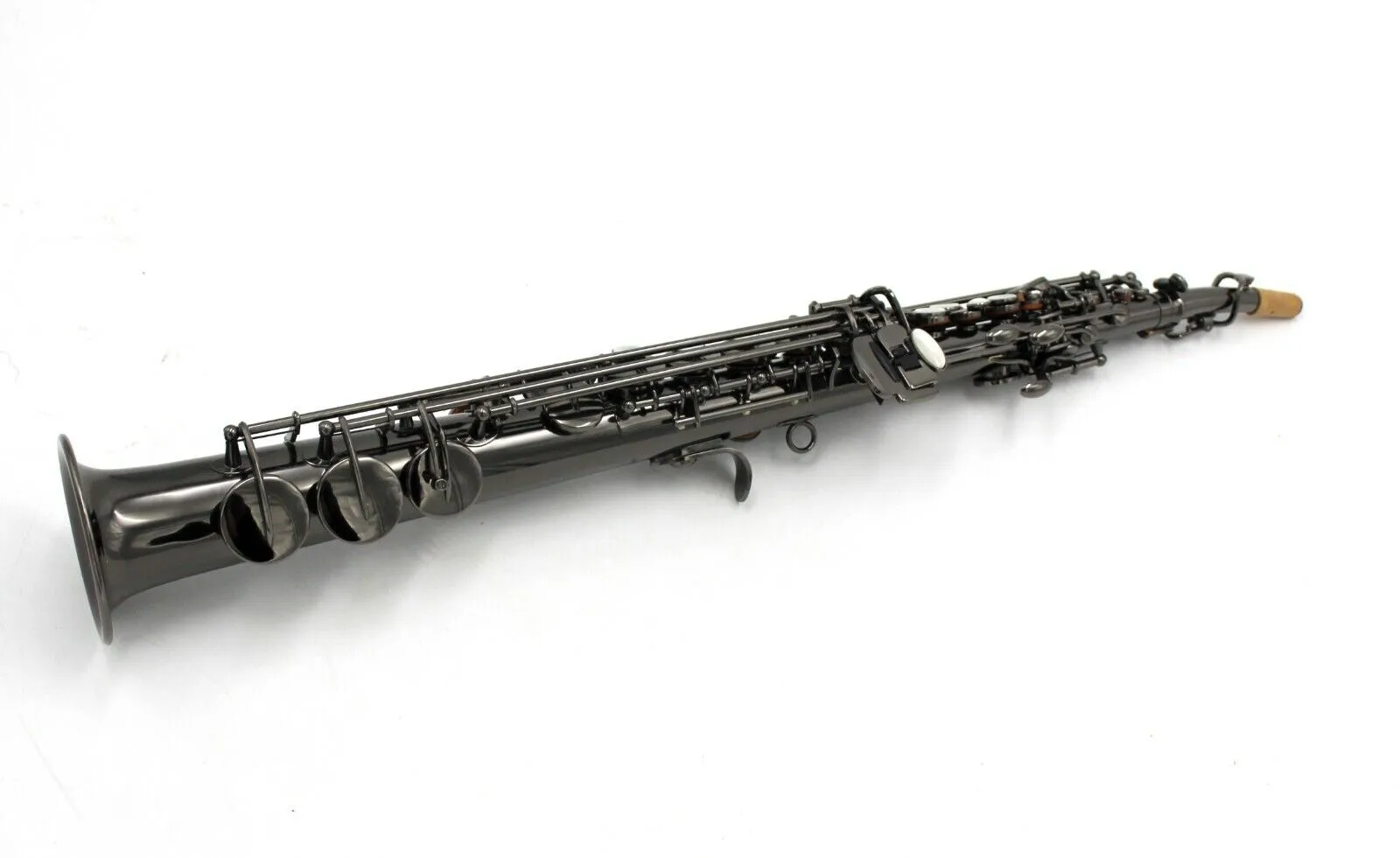 Eastern Music Prof Använd Full Body Shiny Black Straight Soprano Saxophone