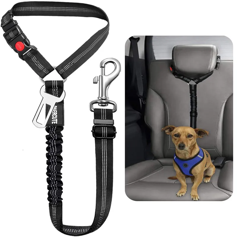 Dog Collars Leashes New Solid Two-in-one Harness Leash Pet Car Seat Belt BackSeat Safety Adjustable for Kitten Dogs Collar Accessories 230915