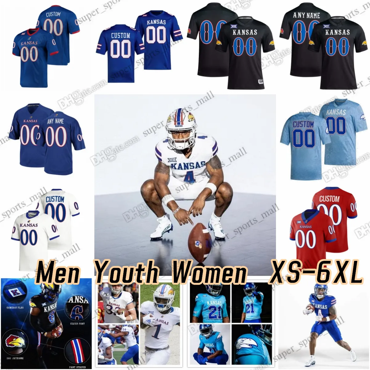 Ahorra a lo Grande en Compras al por Mayor de Jersey De Fútbol Estatal  Personalizado De Kansas Jersey De Fútbol Kansas Jayhawks Custom XS 6XL 2024 