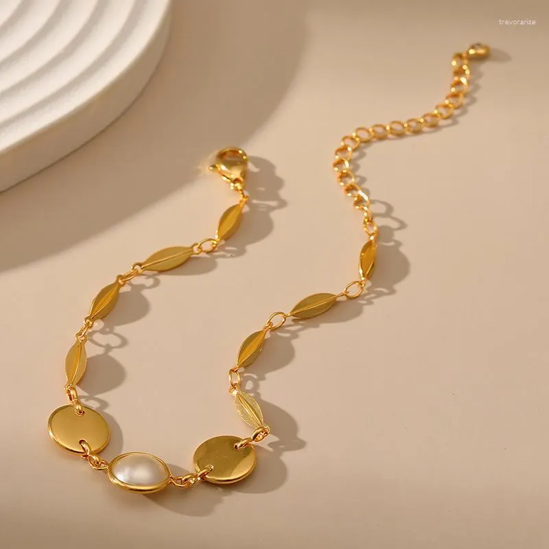 Strand Ccgood Natural Pearls okrągła bransoletka dla kobiet złoto plated 18 K Wysoko jakościowa moda minimalistyczna biżuteria Girl Pulseras Mujer