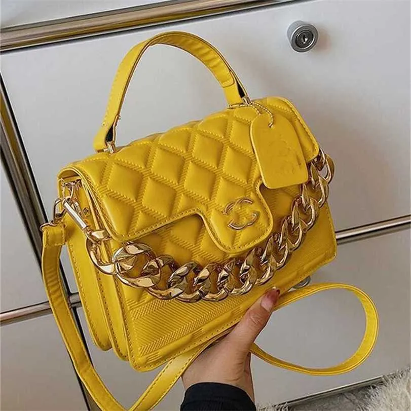 Designer New Small Square Women's Net Fahion Korean Version Chain Letter Messenger Shoulder Wallet Round Bag Yellow B60