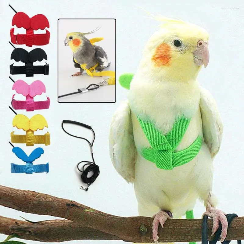 Andere vogelbenodigdheden Lange kabelharnas Leash Anti-Bite Trainingstouw Decoratief Lichtgewicht parkiet Papegaaivest Kleine accessoires