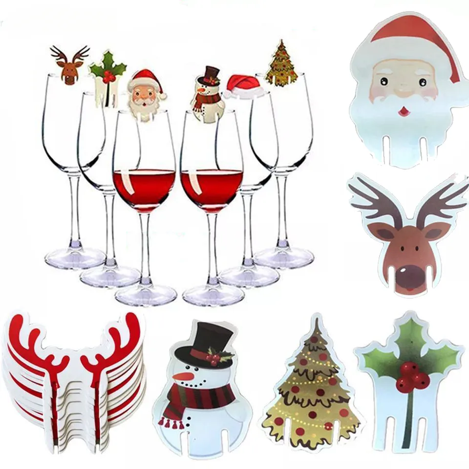 Christmas Cup Card Xmas Party Santa Hat Wine Glass Decoration Home Table Decorations Christmas Party Supplies CPA7039 915