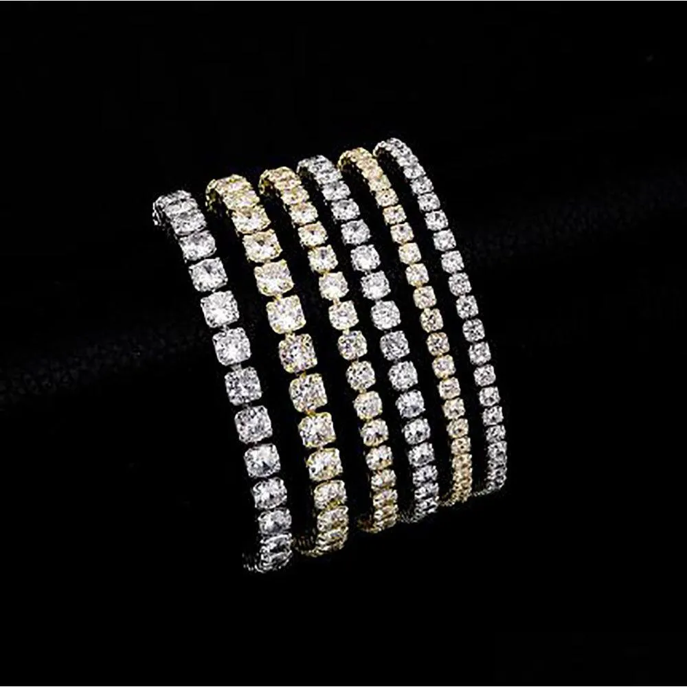 European And American Tennis Braclets Hip-Hop Tide 14K Gold Plated Zircon-Microencased M 4Mm 5Mm Bracelet Drop Delivery