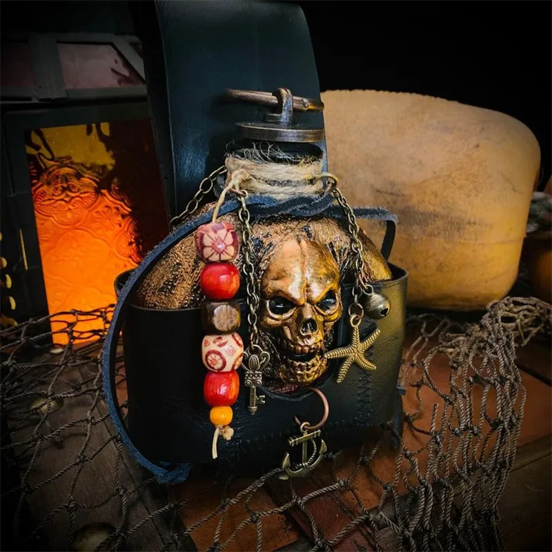 Objets décoratifs Figurines Halloween Crâne Pirate Rhum Flacon Ornements De Bureau Décoration De La Maison Artisanat Décoration De Chambre Accessoires 230914