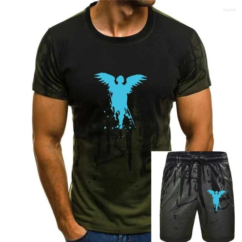 Men's Tracksuits Men T Shirt Black Tee Blue Logo &quotFeel The Music&quot Tshirts Women T-Shirt