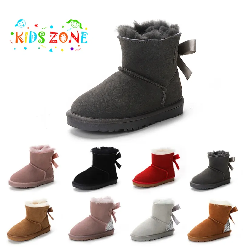 Bottes pour enfants Designer Tasman Chaussures pour enfants Fourrure de châtaigne en peau de mouton Shearling Tazz Mules Fille Garçon Ultra Mini Daim Supérieur Confortable Automne Hiver Plate-forme Chaussure