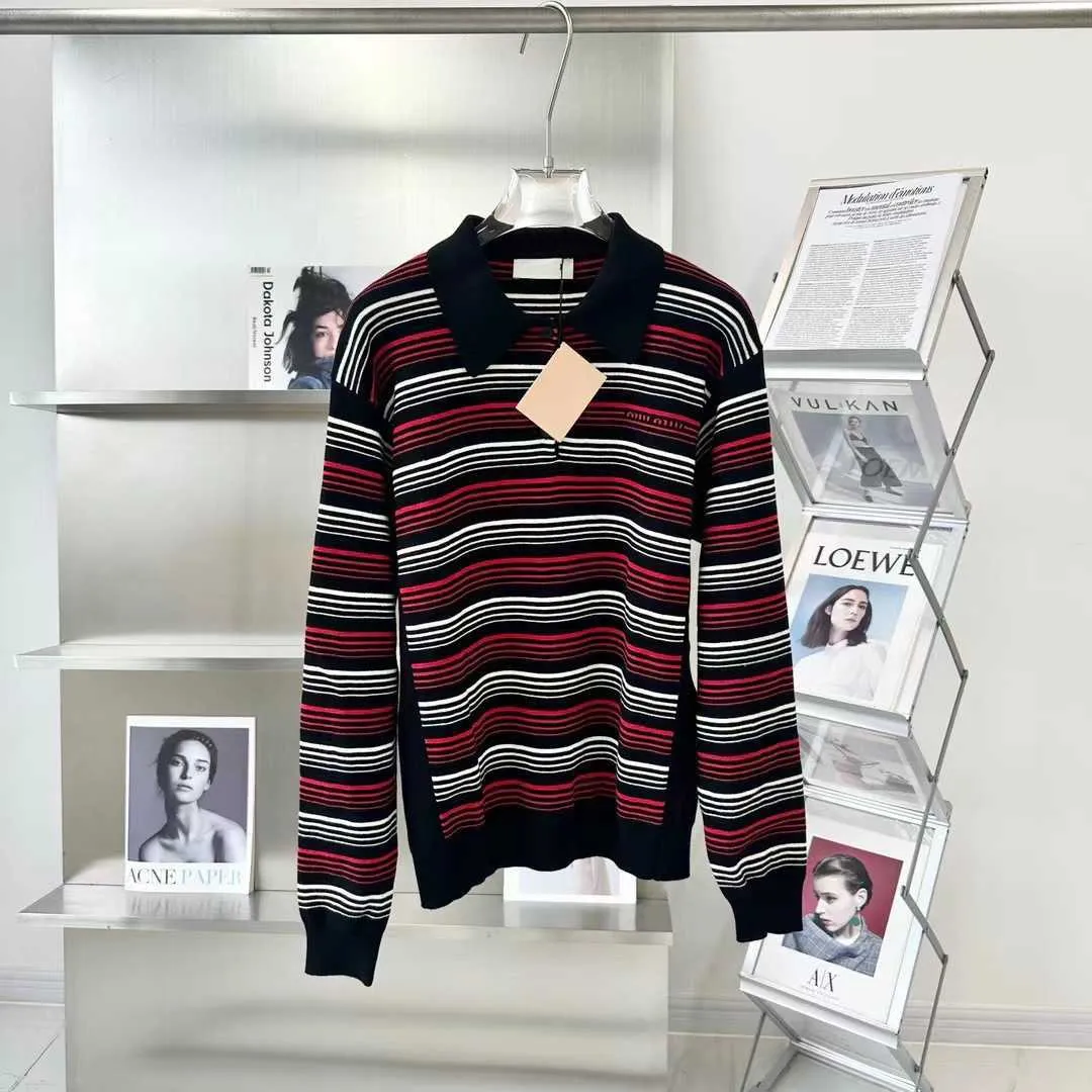 Polo Sweter Women's Sweters w stylu gwiazdy Nowe kontrastowe polo paski