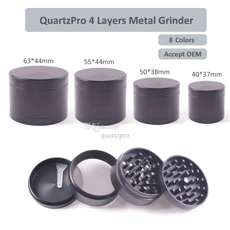 QuartzPro – broyeur à herbes en alliage de Zinc, 63mm, 55mm, 50mm, 40mm, avec collecteur de Kief, petits broyeurs à main crus pour épices de tabac