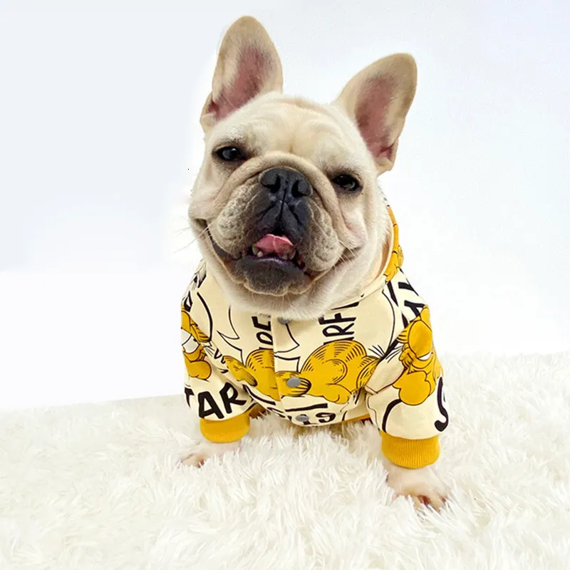 Cão vestuário c outono roupas de inverno desenhos animados francês bulldog pug teddy shiba inu corgi pequeno cão gordo pet hoodie 230915