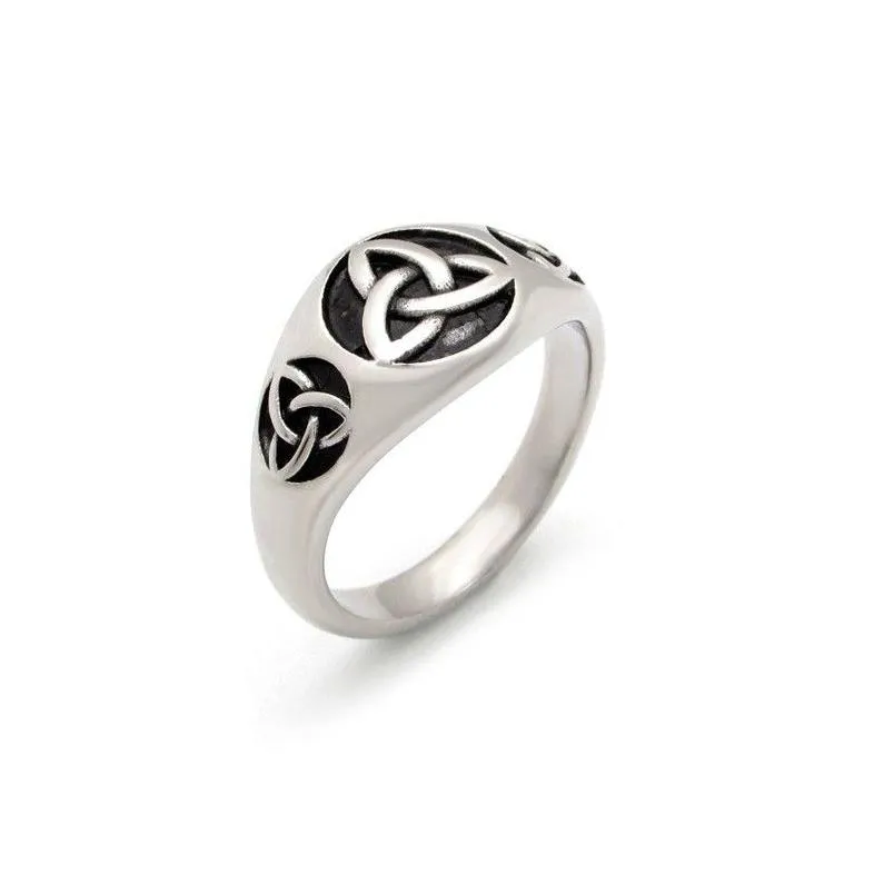 Pierścień Solitaire 316 stal nierdzewna Sier Sier Relius Irish Celtic Knot Jewel Ancient Celt Rings for Women Lady Men Rock Biżuter
