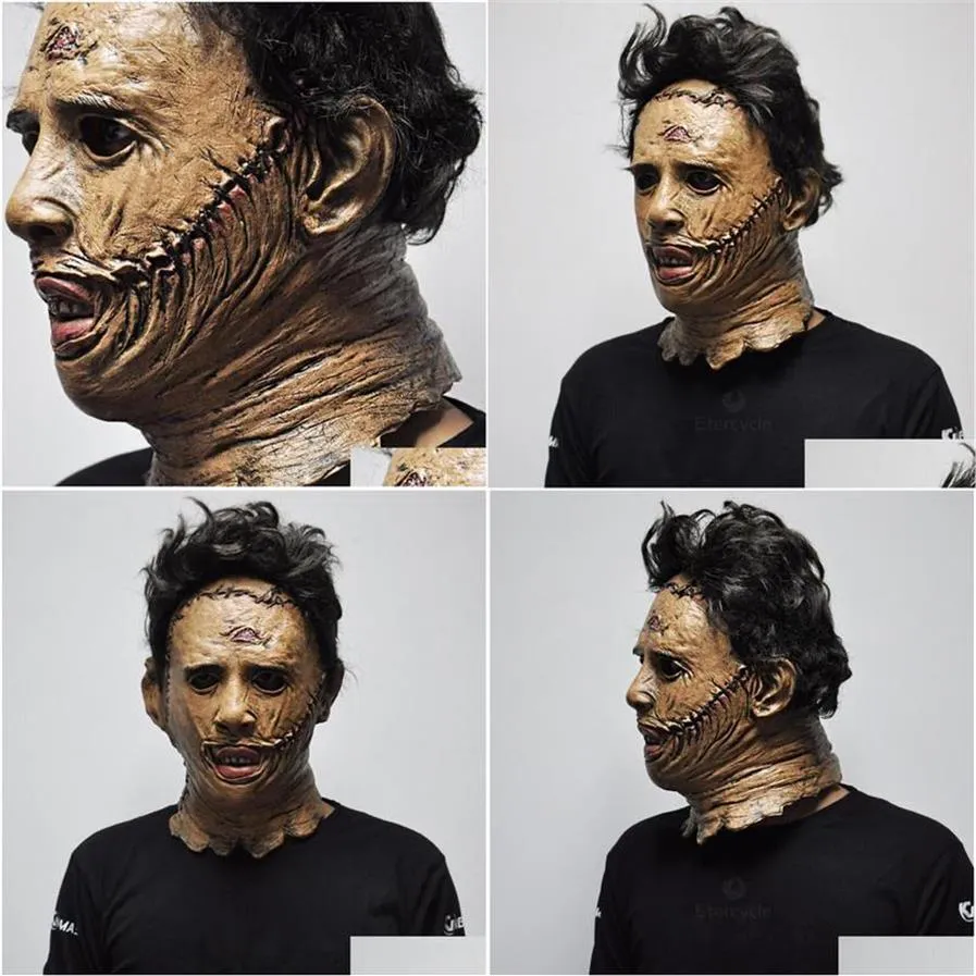 Party Masks Texas Chainsaw Massacre Leatherface Masks Latex Scary Movie Halloween Cosplay Costume Party Event Props Toys Carnival 2206